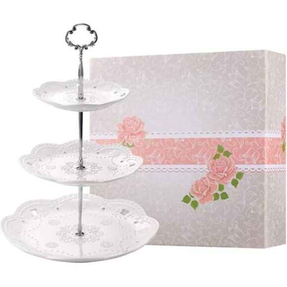 3 Tier Cupcake Stand Porcelain Dessert Cake Stand Wedding Tea Party Birthday - Picture 7 of 7